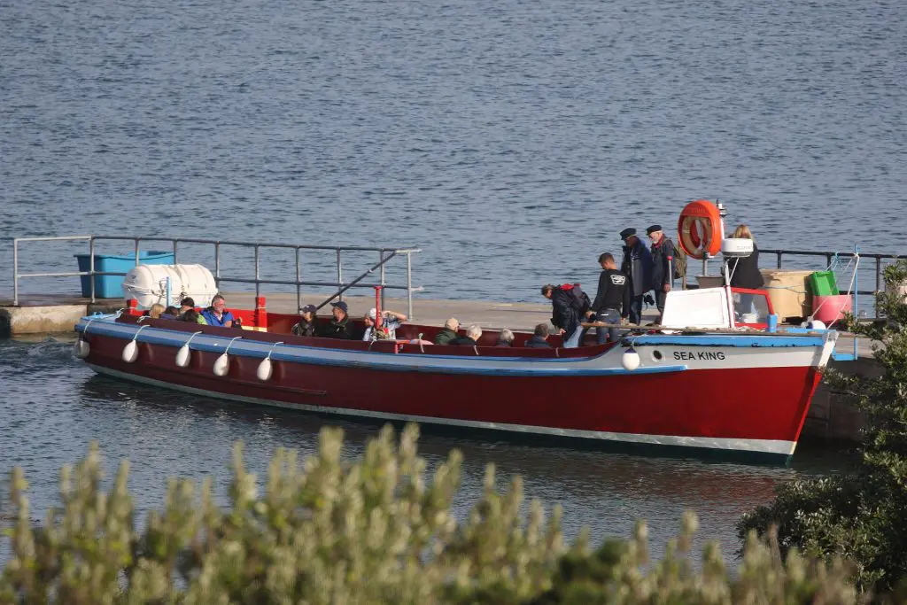 Bryher: St Mary's Boatmen's Association ship Sea King at Church Quay, Bryher.